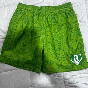 Green Paisley Patterned Baseball Lifestyle Shorts